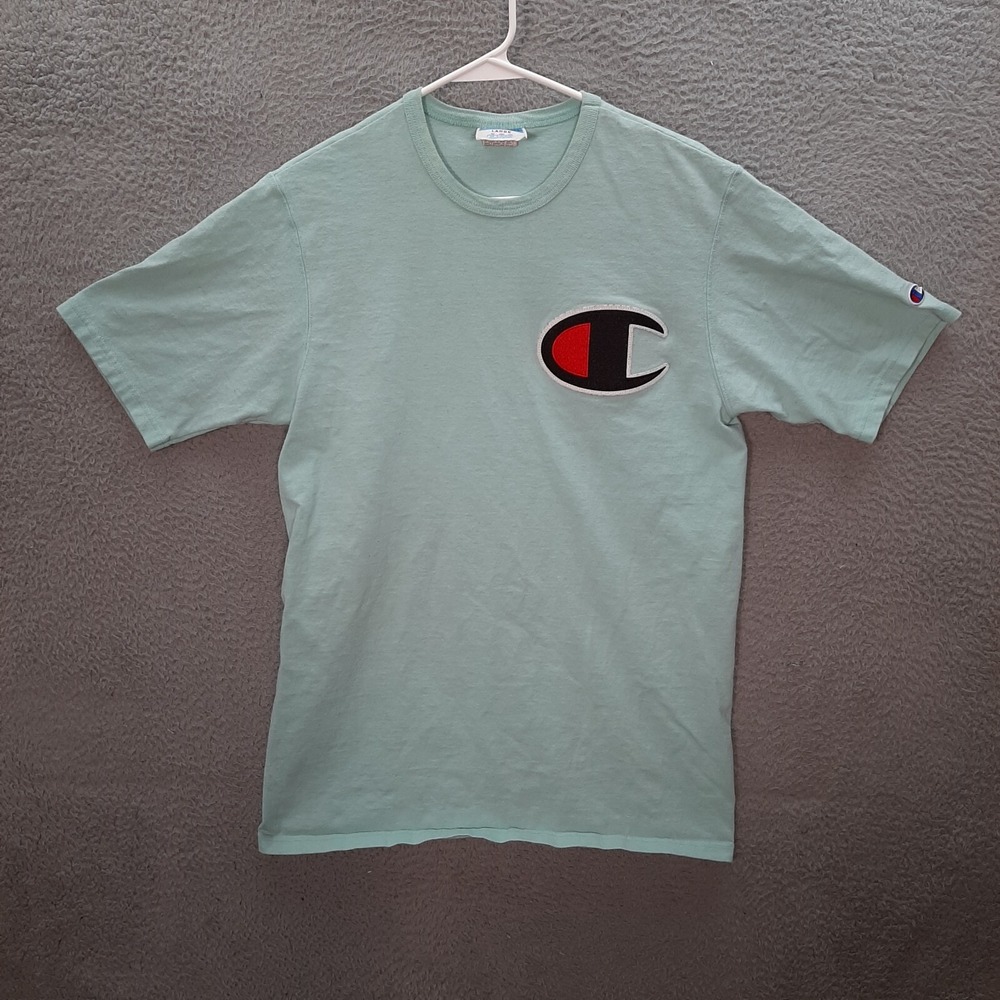 Vintage Champion Shirt Adult Large Blue Big Logo Y2K 2000s‎ Sports Retro Tee